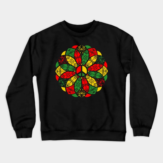 Ornamental Peace Mandala - Rasta Colours Crewneck Sweatshirt by MellowGroove